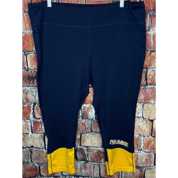 Russell Athletic Pants - NC A&T Aggies HBCU Women's XL 16/18 Navy Blue Gold Capri Crop Leggings Russell